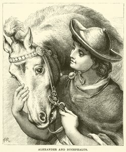 Alejandro y Bucéfalo (grabado) de English School