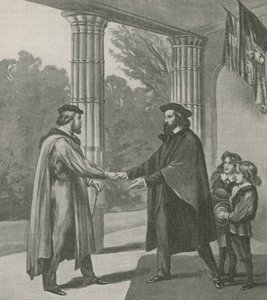 Alfred, Lord Tennyson, dando la bienvenida a Giuseppe Garibaldi en su casa en la Isla de Wight de English School