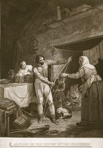 Alfred en la casa del pastor, ilustración de La Historia de Inglaterra de David Hume, pub. por R. Bowyer, Londres, 1812