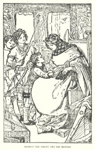Alfredo el Grande y su madre (litografía) de English School