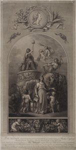 Alegoría de la ciudad de Londres con la espada del Estado y la carta de la ciudad" (litografía)