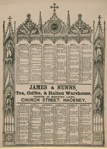Almanaque emitido por James & Nunns de English School