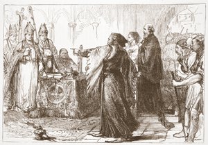 Altercado entre Juan de Gante y el obispo de Londres, ilustración de La Historia del Protestantismo por James Aitken Wylie (1808-1890), pub. 1878