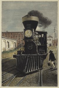 Una locomotora americana y atrapavacas de English School