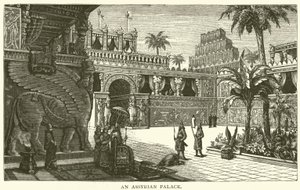 Un palacio asirio (grabado) de English School