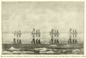 Un efecto de espejismo observado por el Capitán Scoresby, mientras navegaba frente a la costa de Groenlandia en 1822