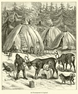 Un campamento en Laponia (grabado)
