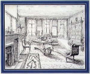 Interior de una casa de campo de la Regencia inglesa de English School