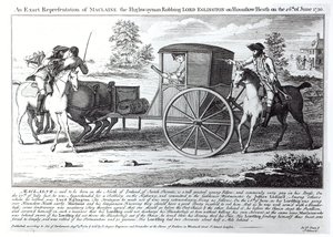 Representación exacta de Maclaine el bandolero robando a Lord Eglington en Hounslow Heath el 26 de junio de 1750 de English School