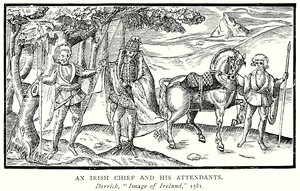 Un jefe irlandés y sus ayudantes (grabado) de English School