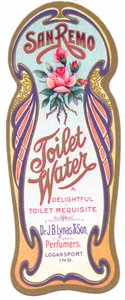 Etiqueta de perfume art nouveau para "agua de tocador san remo", c.1900 de English School