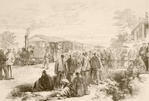 Un antiguo ferrocarril chino c.1880 (litografía) de English School