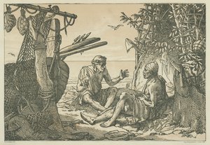 Pescadores de la antigua Grecia (litografía)