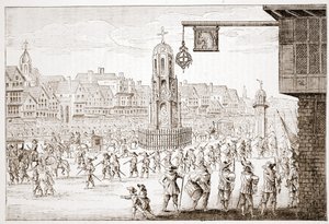 Vista antigua de Cheapside, de La Serres Entree de la Revne Mere du Roy, mostrando la procesión de María de Médicis de English School