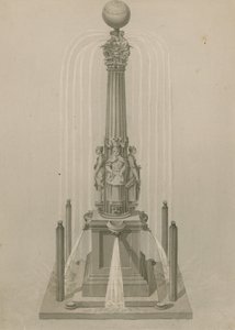 Reloj de sol y fuente antiguos, erigidos en 1656 en Leadenhall Corner, Londres