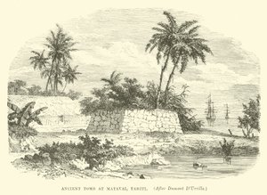 Tumba antigua en Matavai, Tahití, después de Dumont D