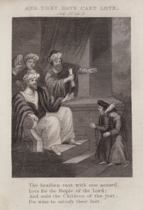 Y echaron suertes, Joel III, ver 3 (grabado) de English School