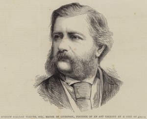 Andrew Barclay Walker, Esquire, Alcalde de Liverpool, Fundador de una Galería de Arte a un Costo de £20000 (grabado) de English School