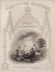 Ángel apareciendo a los pastores, Lucas II, ver 8-14 (grabado) de English School