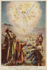 Ángel avisando a los pastores del nacimiento de Jesucristo (chromolitho) de English School
