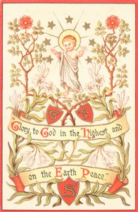 Ángel con los brazos levantados, Tarjeta de Navidad