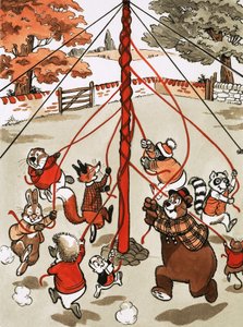 Animales alrededor del palo de mayo de English School