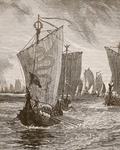 Anlaff entrando en el Humber, ilustración de Cassells Illustrated History of England de English School