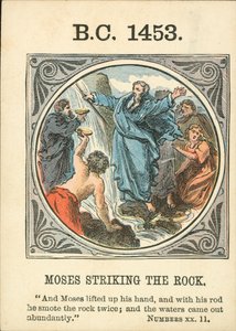 Anno Mundi: A.C. 1453, Moisés golpeando la roca (litografía en color) de English School