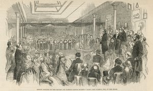 Reunión anual de la British and Foreign School Society (grabado)