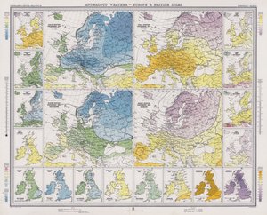 Tiempo anómalo, Europa e Islas Británicas (litografía en color) de English School