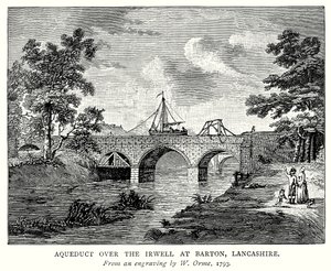 Acueducto sobre el Irwell en Barton, Lancashire (grabado) de English School