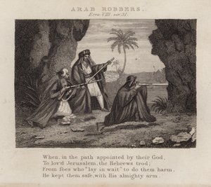 Ladrones árabes, Esdras VIII, ver 31 (grabado)