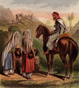 Árabes a caballo y recogiendo agua (chromolitho) de English School