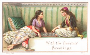 Damas Árabes jugando Juego de Mesa, Tarjeta de Navidad