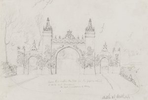 Arco en Wothorp, Cambridgeshire, erigido para dar la bienvenida a la Reina Victoria y al Príncipe Alberto en ruta a Burghley House