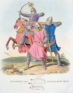 Arqueros y un ballestero, 1312, de Armadura Antigua por Samuel Rush Meyrick, 1824 de English School