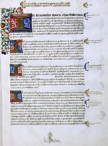 Página de texto con inicial iluminada 