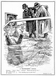 Aristide Briand y Lloyd George se burlan de la Alemania que se ahoga, diciembre de 1921 de English School