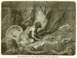 Aristómenes en la cueva bajo el precipicio