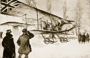 Biplano británico armado despegando desde el cuartel general cerca de Hollebeke, 1914-19 de English School