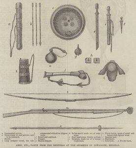 Armas, etc., tomadas de los Bhooteas en el asalto de Dewangiri, Bhootan de English School