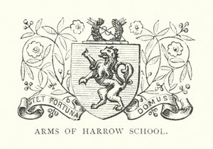 Armas de la Escuela Harrow (grabado) de English School