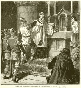 Arresto del arzobispo Geoffrey en un monasterio en Dover de English School