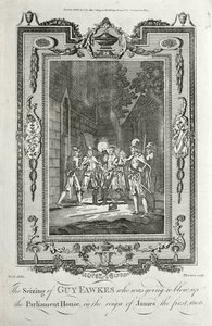 Arresto de Guy Fawkes por intentar volar las Casas del Parlamento en la Conspiración de la Pólvora, 5 de noviembre de 1605 de English School