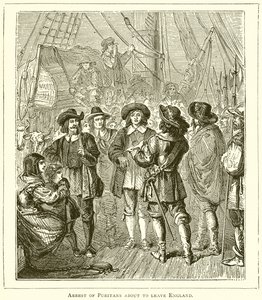 Arresto de puritanos a punto de salir de Inglaterra de English School