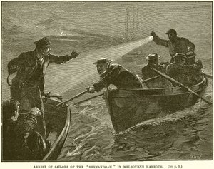 Arresto de marineros del Shenandoah en el puerto de Melbourne de English School