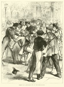 Arresto de un espía prusiano en los bulevares, septiembre 1870 de English School