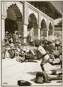 Arresto del Rajá de Benarés, ilustración de Cassells Illustrated History of England de English School