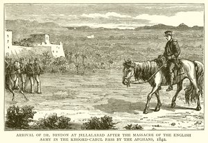 Llegada del Dr. Brydon a Jellalabad después de la Masacre del Ejército Inglés en el Paso de Khoord-Cabul por los Afganos, 1842 de English School