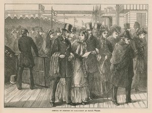Llegada de miembros del Parlamento en St Pauls Wharf de English School